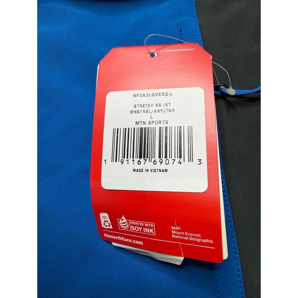 THE NORTH FACE Stretch SS Tech Jacket Blue Grey WindWall Men's Size Large‎ New
